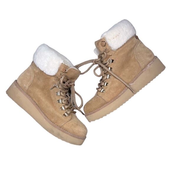 Sam Edelman Franc cognac fur trim boots size 6 - Picture 4 of 9